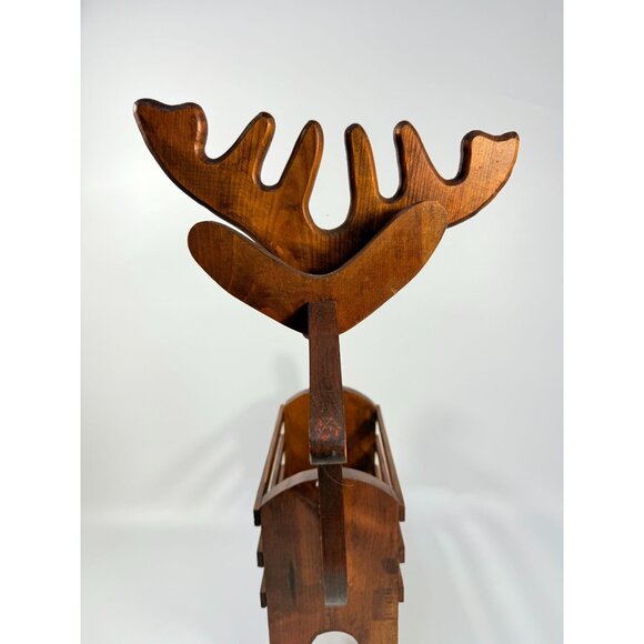 Reindeer Basket Vintage Handmade Wooden Rudolph Holiday Pinecone Ornaments or Pl - Picture 6 of 16